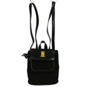 Salvatore Ferragamo Black Suede Vara Bow Backpack AQ-21254 NQ01459 BNN09